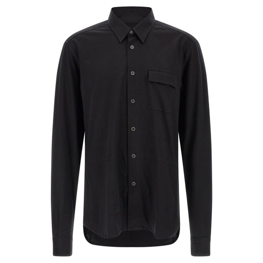Kiton Black Cotton Blouse