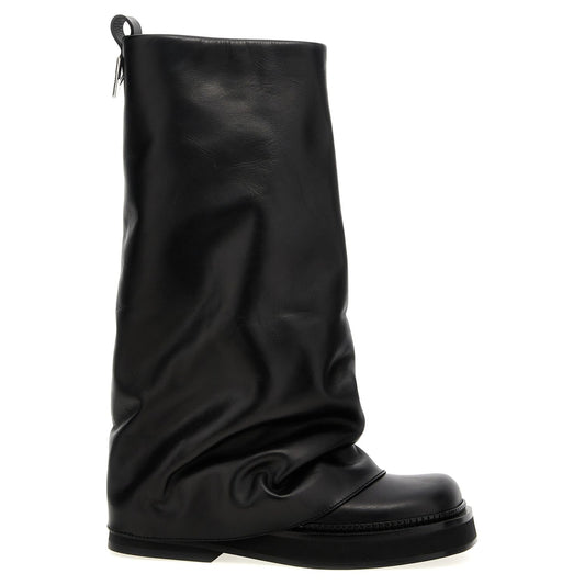The Attico Black Calfskin Over The Knee
