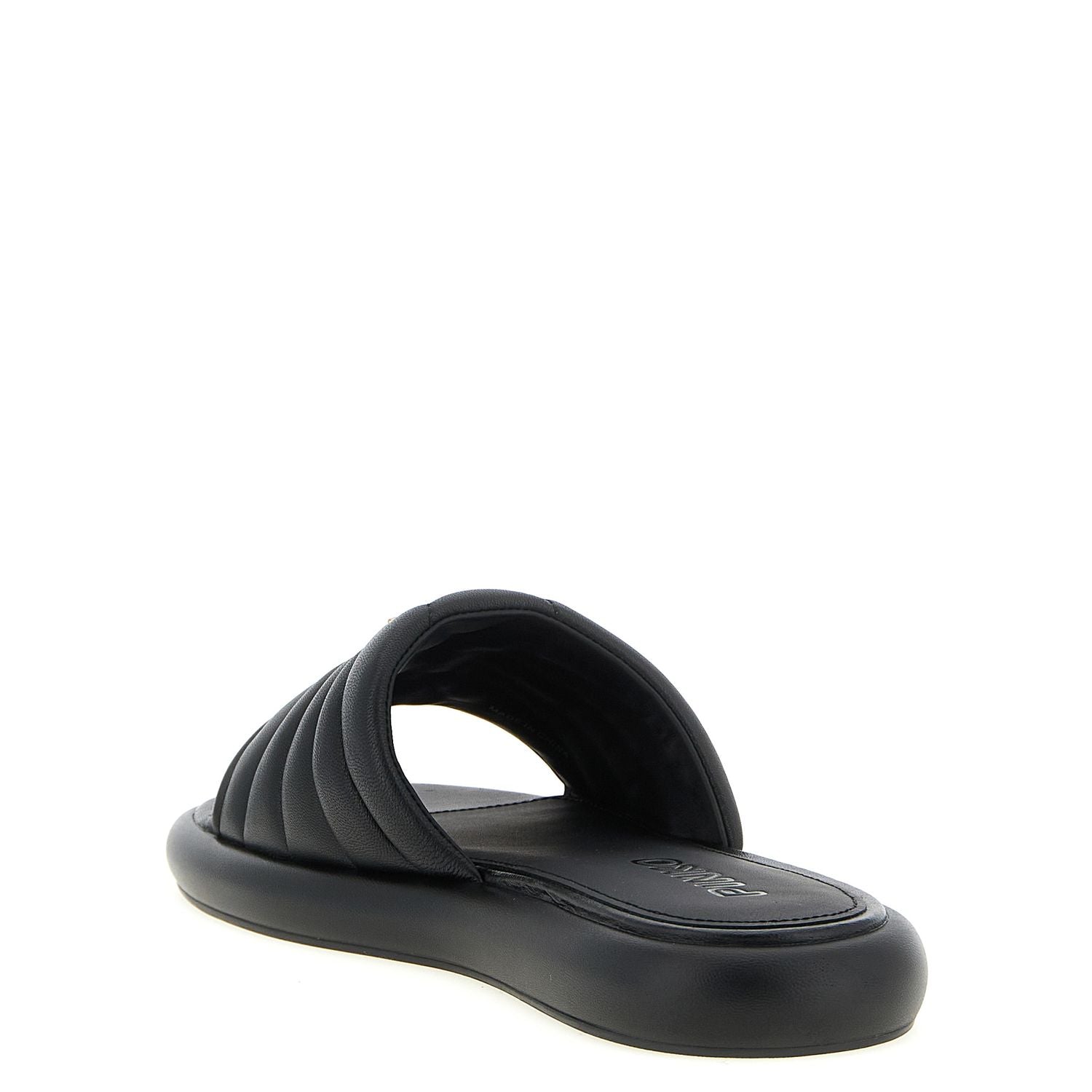 PINKO Black Lambskin Slides