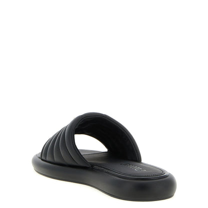 PINKO Black Lambskin Slides