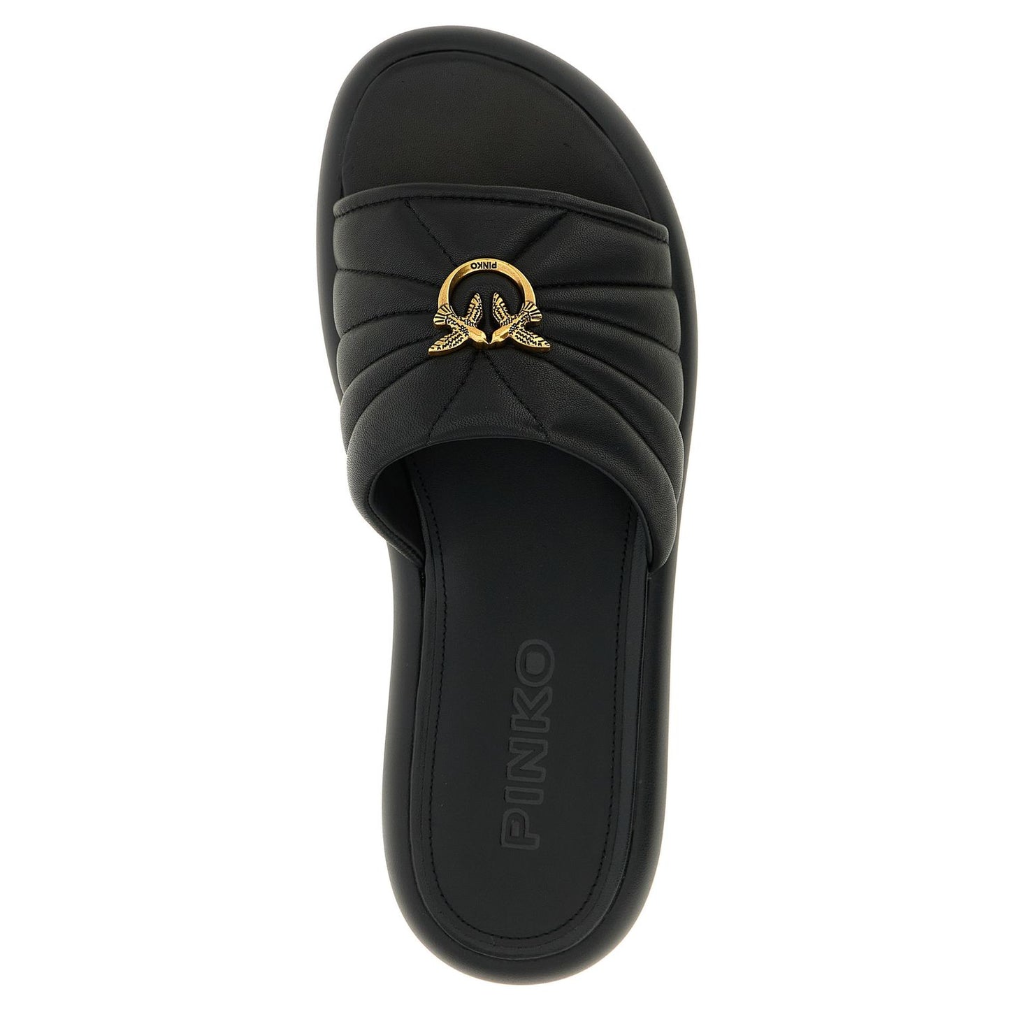 PINKO Black Lambskin Slides