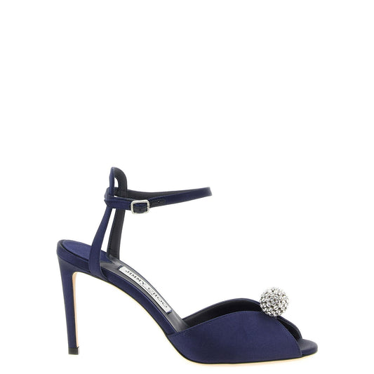 Jimmy Choo Blue Tencel Stiletto Heel Sandals