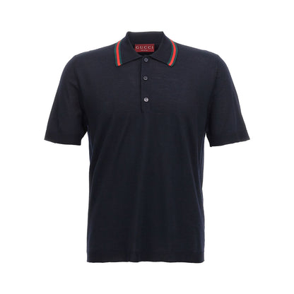 Gucci Blue Wool Polo Shirt