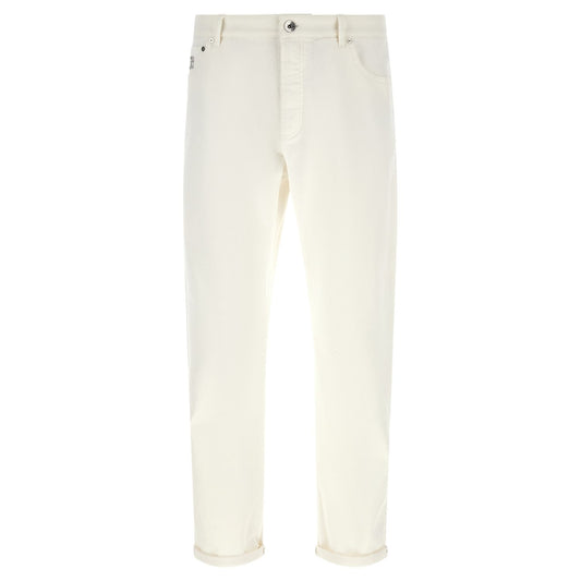 Brunello Cucinelli White Cotton Cropped Jeans