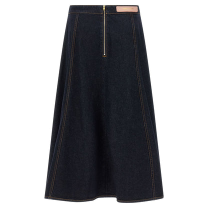 Alberta Ferretti Blue Cotton Mini Skirt