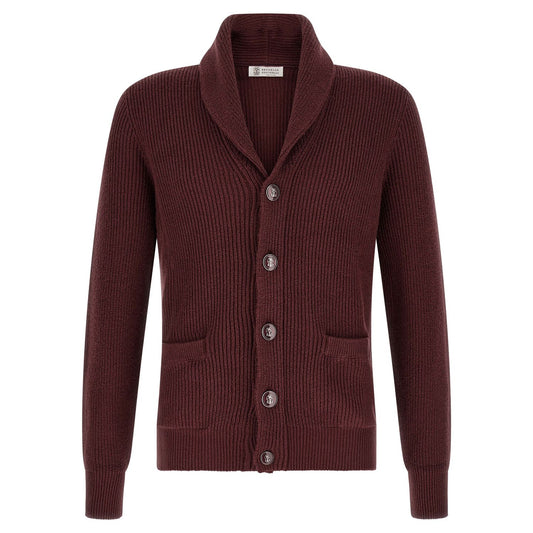 Brunello Cucinelli Bordeaux Cotton Cardigan