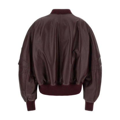 The Attico Bordeaux Lamb Leather Leather Jacket
