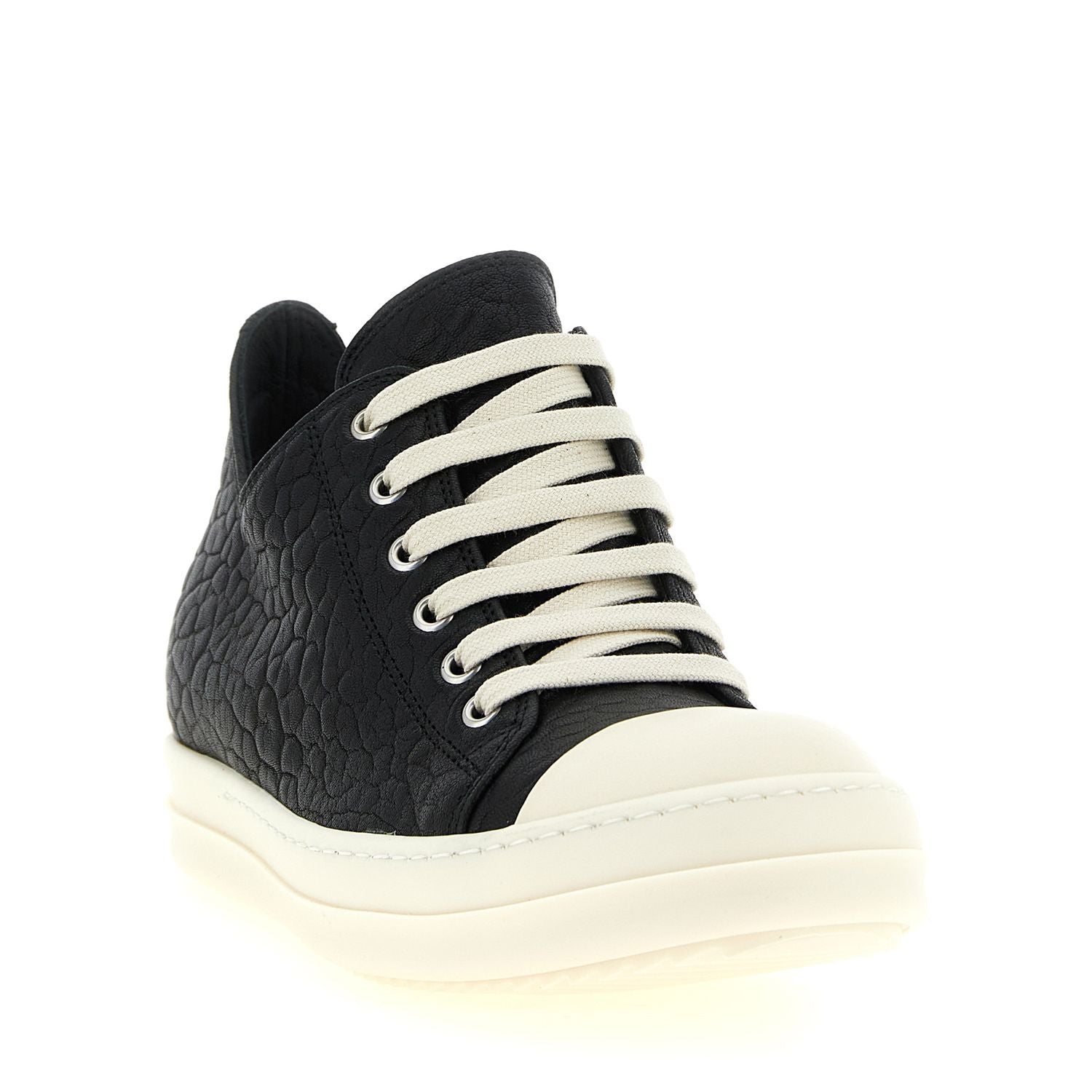 Rick Owens Bicolor Lamb Leather Low Top Sneakers