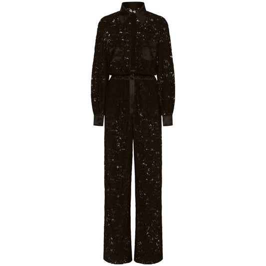 Dolce & Gabbana lace-trim long-sleeve jumpsuit