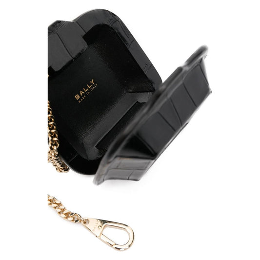 Bally Logo-print Airpods Leather Case Black Clutches Bally Dark Slate Gray