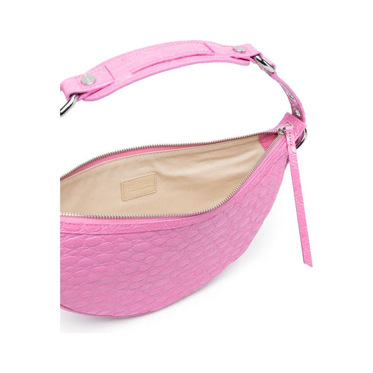 By Far Gib Embossed Crocodile-effect Shoulder Bag Fuchsia Shoulder By Far Plum