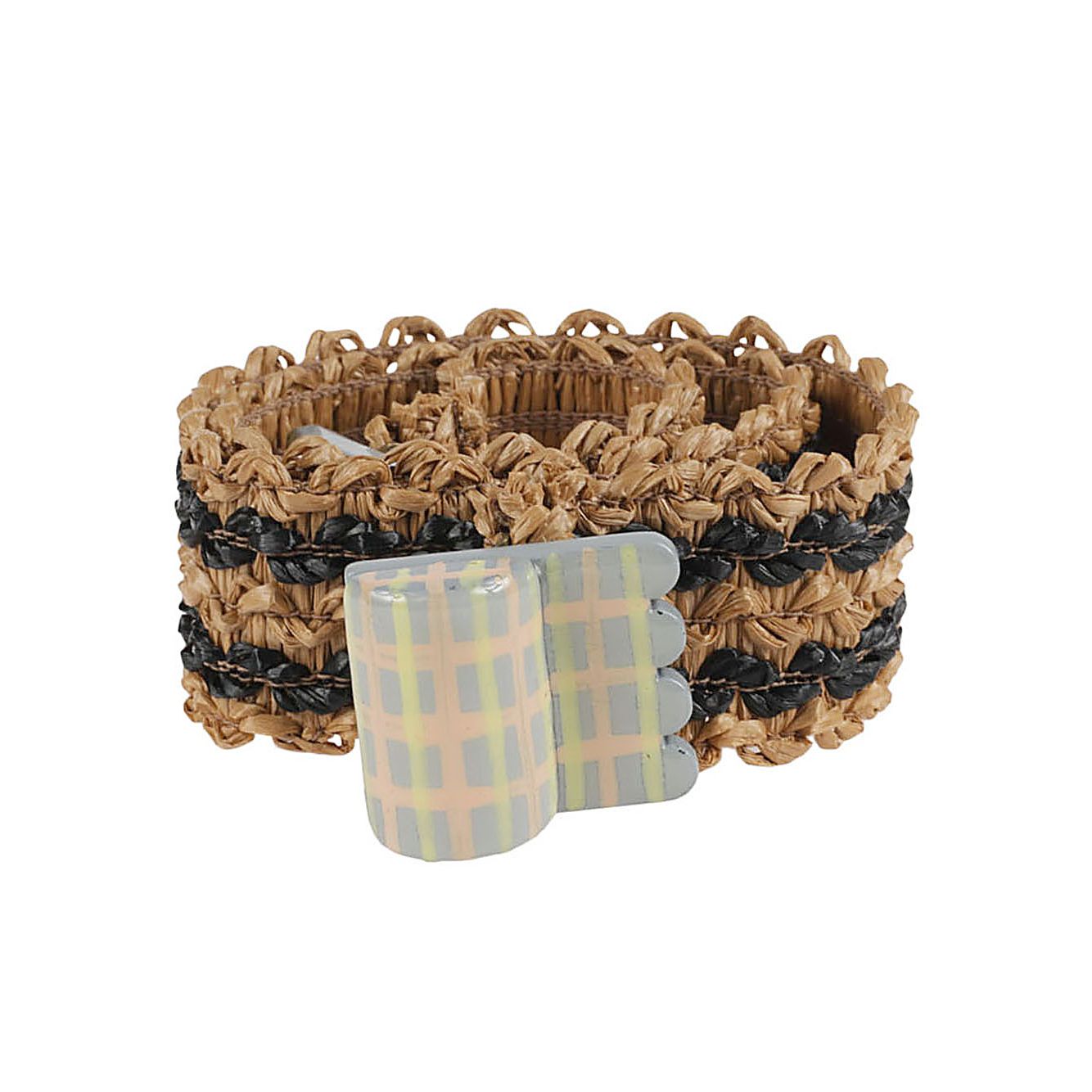 Exquisite J Striped raffia belt