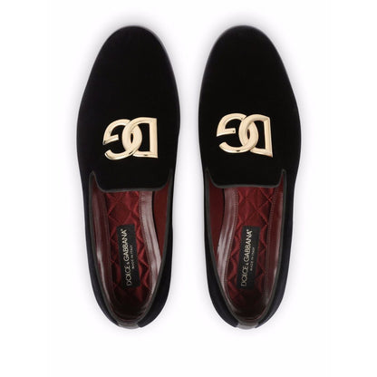 Dolce & Gabbana DG logo velvet slippers