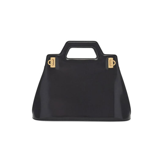 Ferragamo Top-handle Leather Tote Bag Handbag Ferragamo Dark Slate Gray