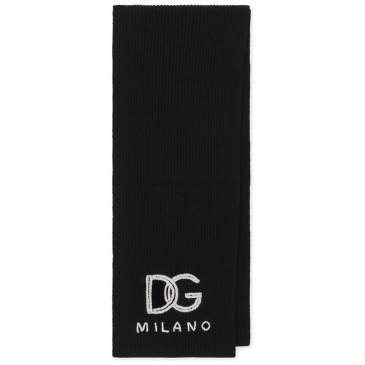 Dolce & Gabbana Fisherman’s rib cashmere scarf with DG logo GXQ43ZJAWOUN0000