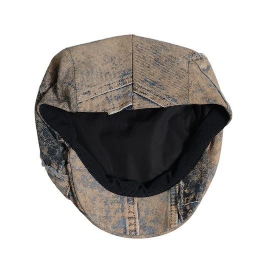 Dolce & Gabbana Brown Cotton Denim Newsboy Capello Cabbie Hat