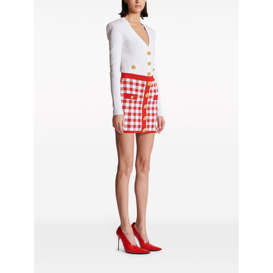 Balmain Gingham fine-knit miniskirt CF1LB292KF51MEF