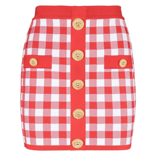 Balmain Gingham fine-knit miniskirt CF1LB292KF51MEF