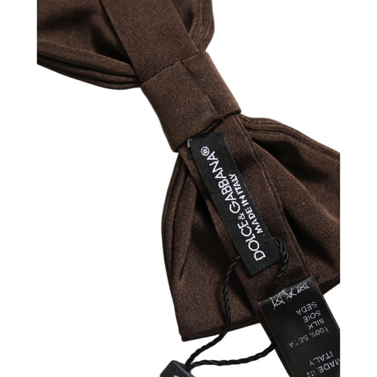 Dolce & Gabbana Men Brown 100% Silk Adjustable Neck Papillon Bow Tie