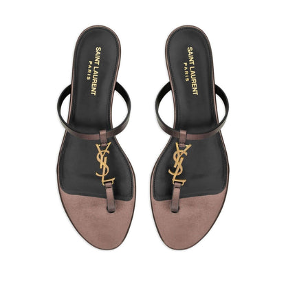 Saint Laurent Cassandre leather thong sandals