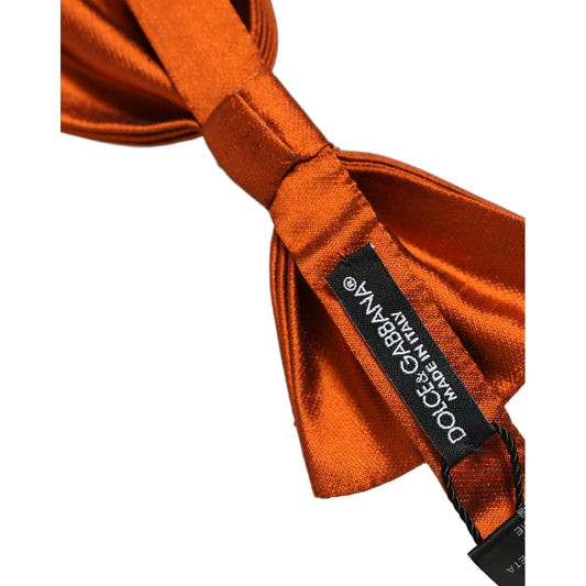 Dolce & Gabbana Men Orange 100% SIlk Adjustable Neck Papillon Bow Tie