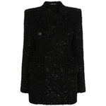 Balenciaga Hourglass tweed-texture padded-shoulder wool-blend blazer