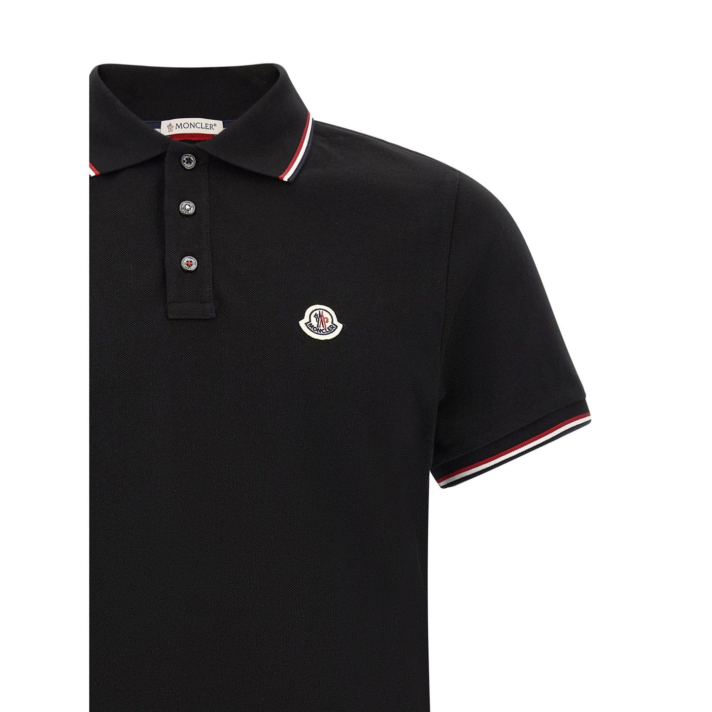 Moncler Black Cotton Polo Shirt