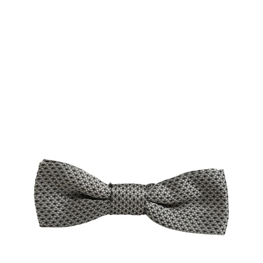 Dolce & Gabbana Men Gray Silk Patterned Adjustable Neck Papillon Bow Tie