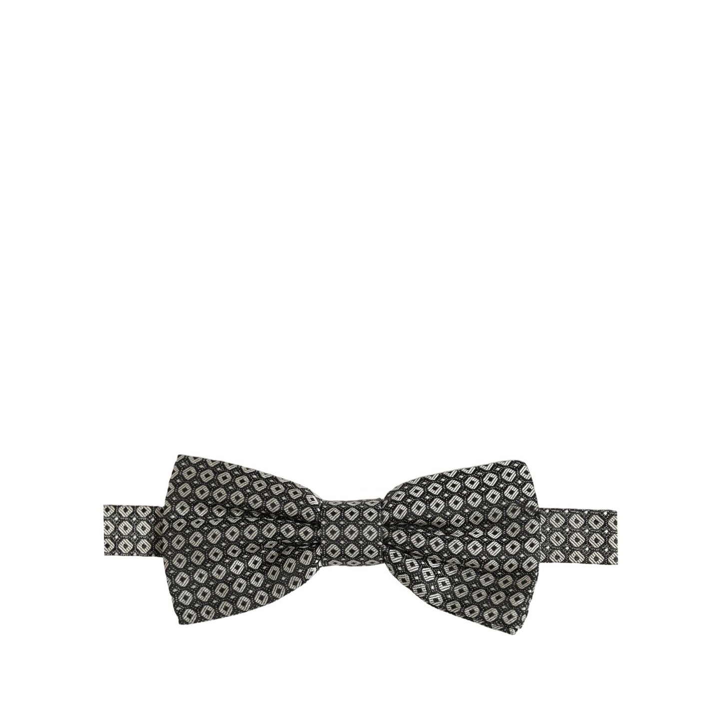 Dolce & Gabbana Men Gray Silk Patterned Adjustable Neck Papillon Bow Tie