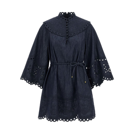Zimmermann Blue Cotton Short Dress