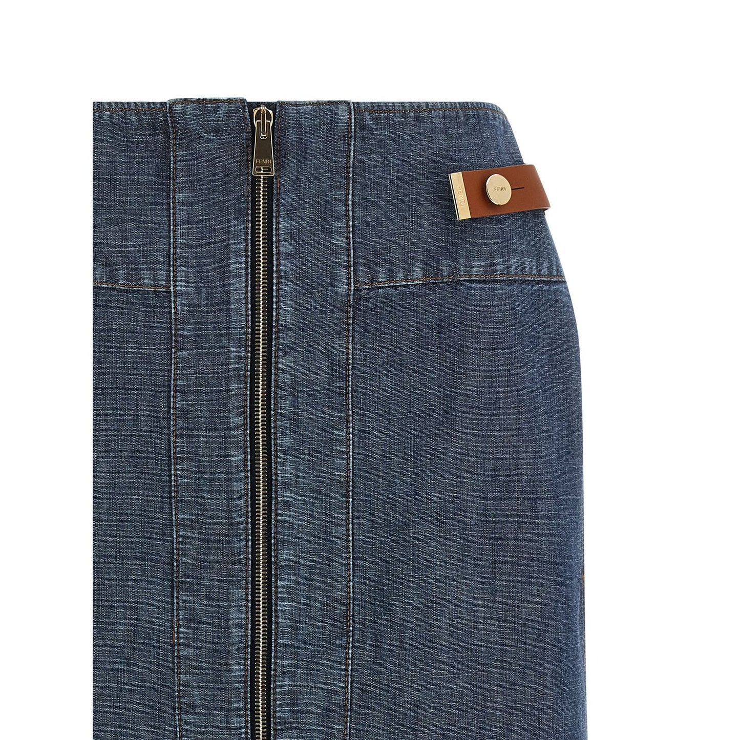 Fendi Blue Cotton Midi Skirt
