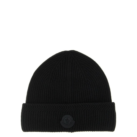 Moncler Black Virgin Wool Beanie