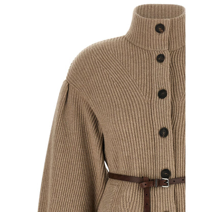 Brunello Cucinelli Beige Virgin Wool Cardigan