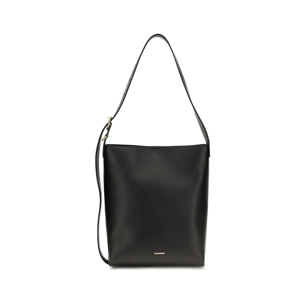 Jil Sander Black Calf Leather Bos Taurus Shoulder Bag