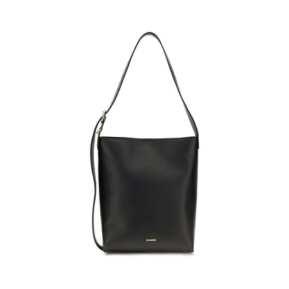 Jil Sander Black Calf Leather Bos Taurus Shoulder Bag