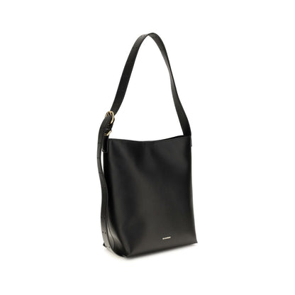 Jil Sander Black Calf Leather Bos Taurus Shoulder Bag