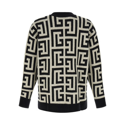 Balmain Bicolor Merino Wool Cardigan