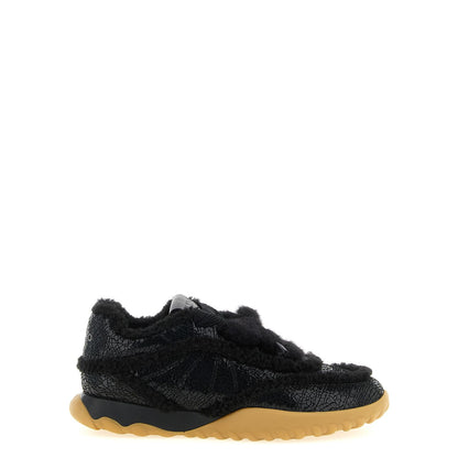 PINKO Black Cowhide Chunky Sneakers