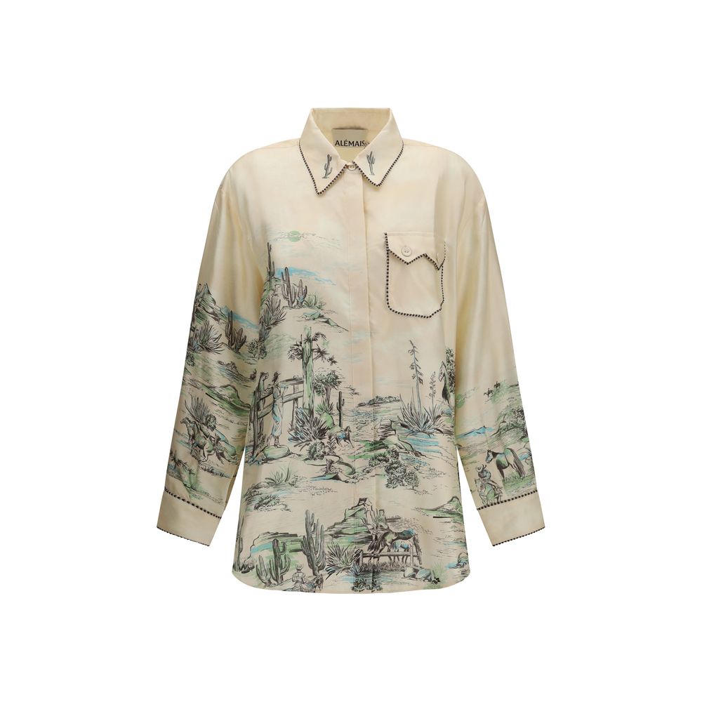 Alemais Beige Silk Blouse