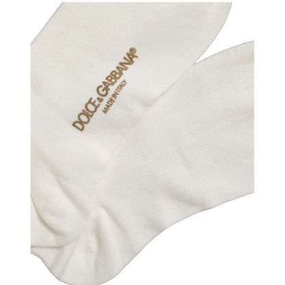 Dolce & Gabbana White Crown Embroidery Knee High Accessory Socks