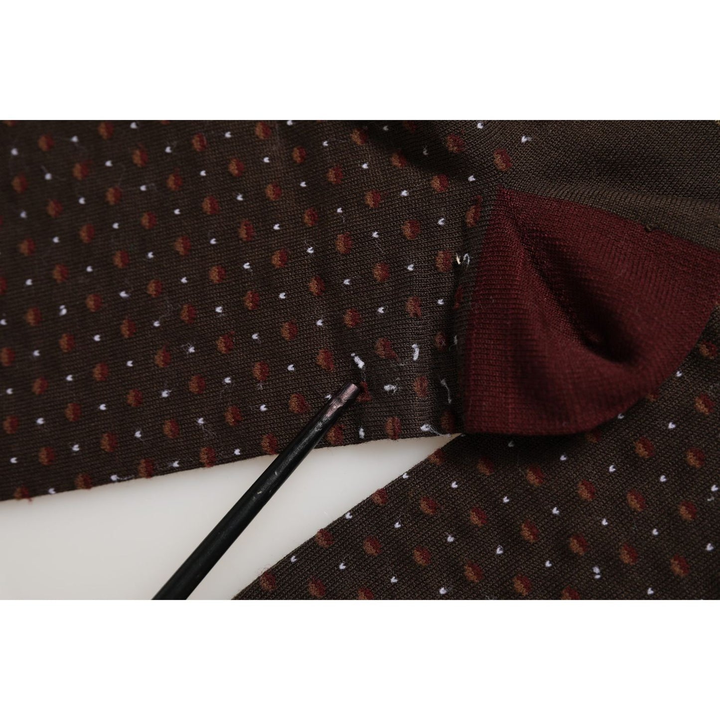 Dolce & Gabbana Maroon Dotted Wool Over The Calf Accessory Socks