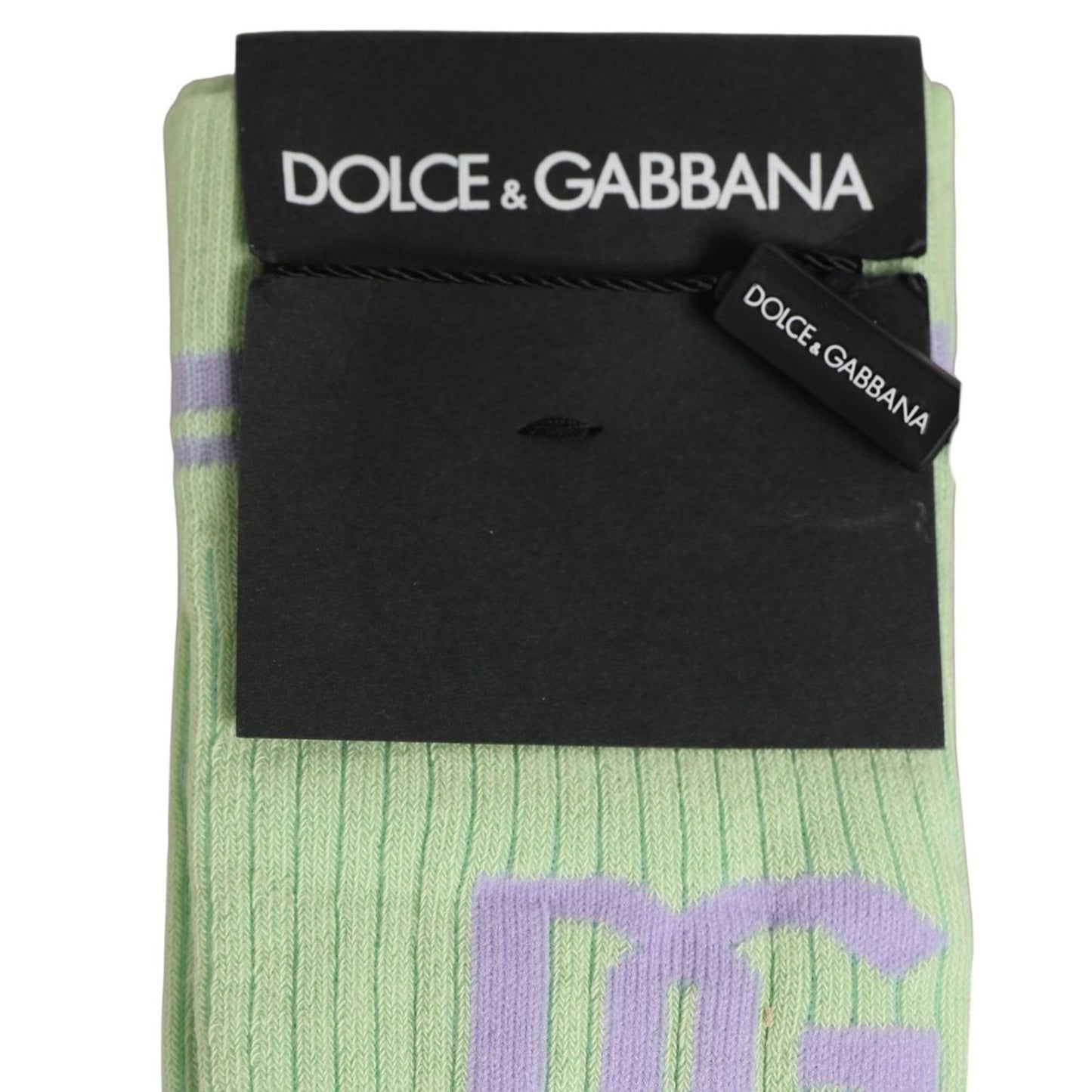 Dolce & Gabbana Men Light Green Logo Over Calf Accessory Socks