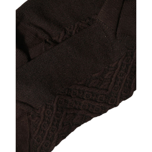 Dolce & Gabbana Dark Brown Cotton Knit Knee High Accessory One Size Socks