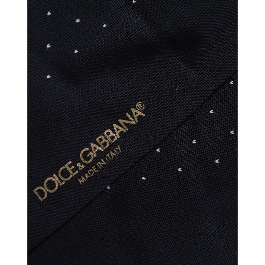Dolce & Gabbana Men Black Cotton Polka Dot Mid Calf Accessory Socks