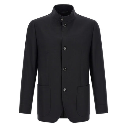 Lardini Black Virgin Wool Blazer