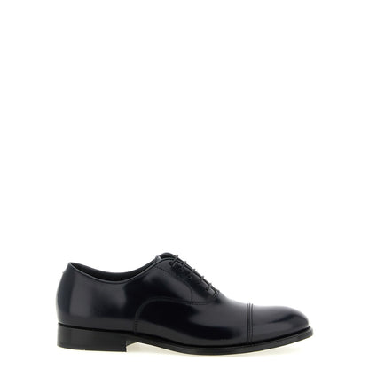 Doucal's Black Lamb Leather Oxfords And Derbies