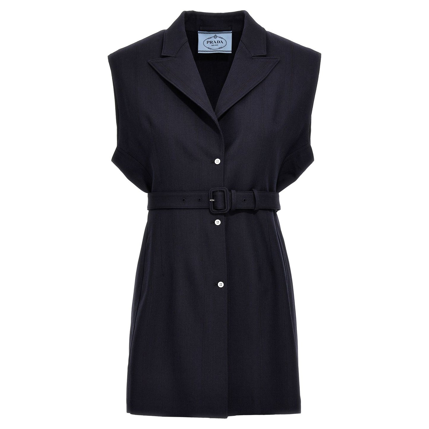 Prada Blue Virgin Wool Sleeveless Jacket