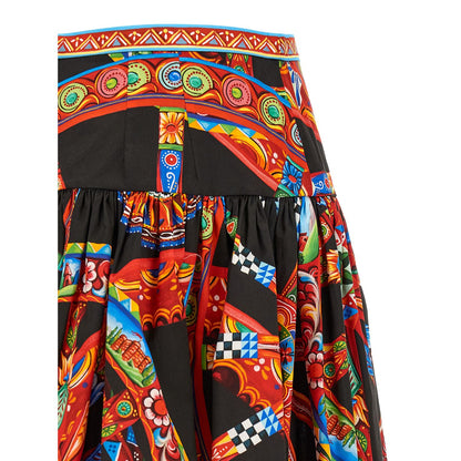 Dolce & Gabbana Multicolor Cotton Long Skirt