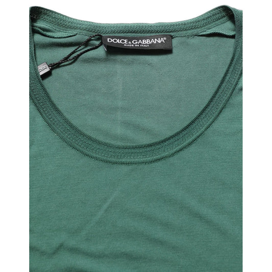 Dolce & Gabbana Green Silk Crew Neck Short Sleeves T-shirt