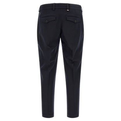 PT Torino Black Virgin Wool Casual Pants